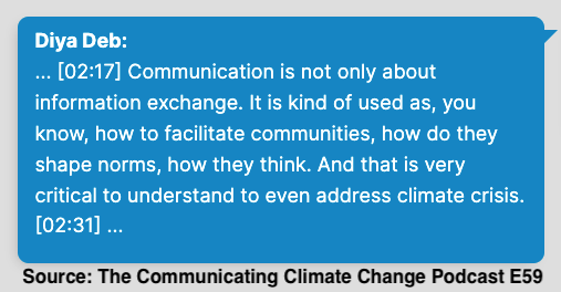 The Communicating Climate Change Podcast Episode 59 guest speaker excerpt